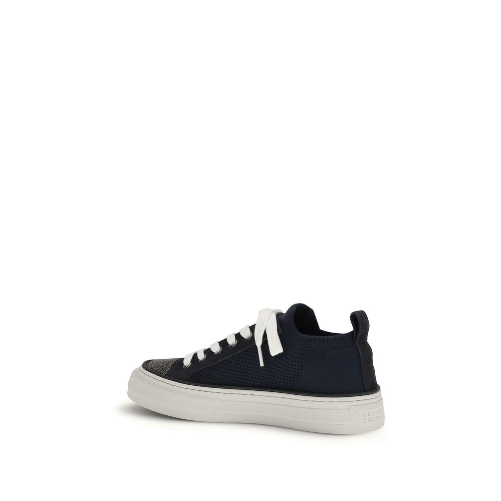 Black Cotton Low Top Sneakers - Élégance Sélective