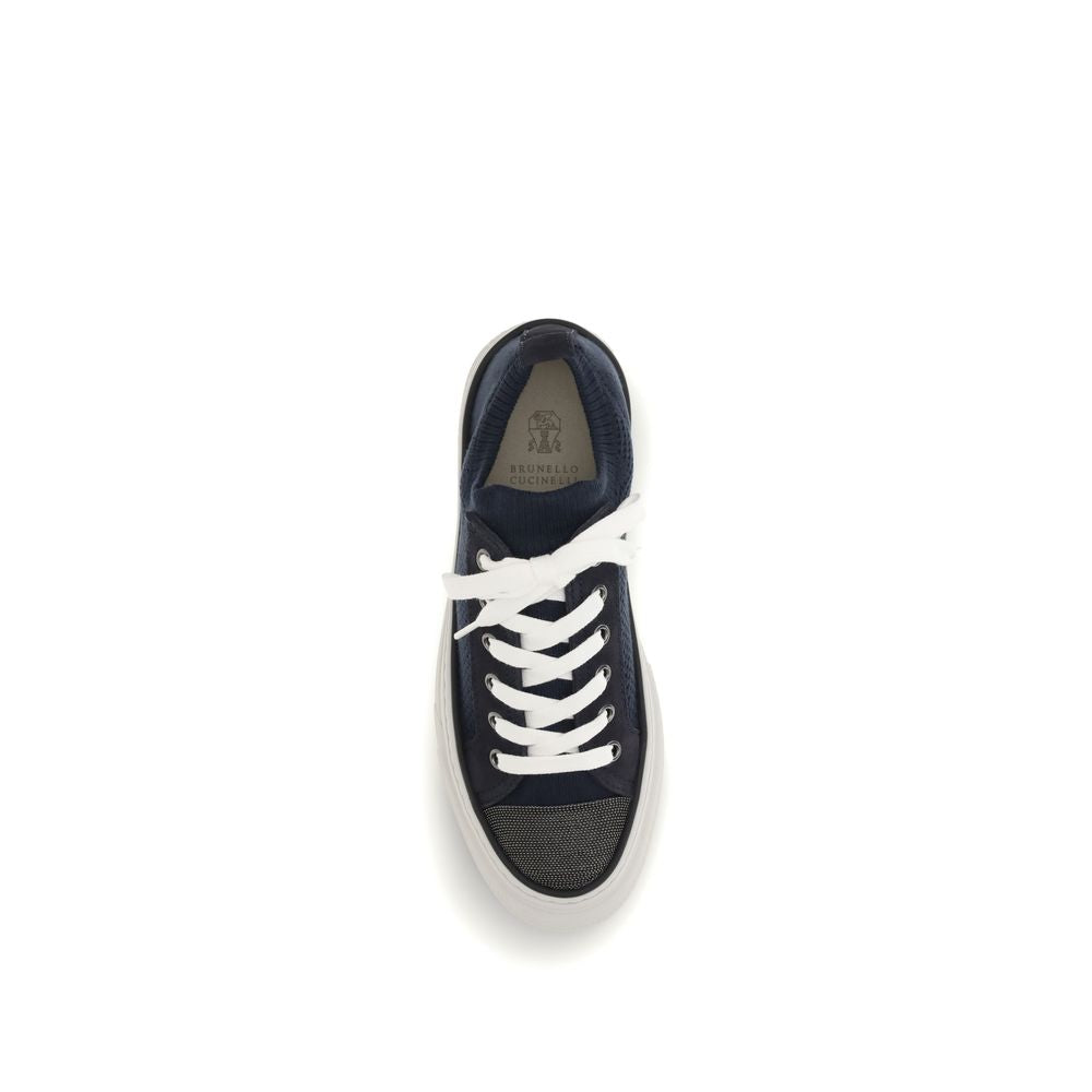 Black Cotton Low Top Sneakers - Élégance Sélective