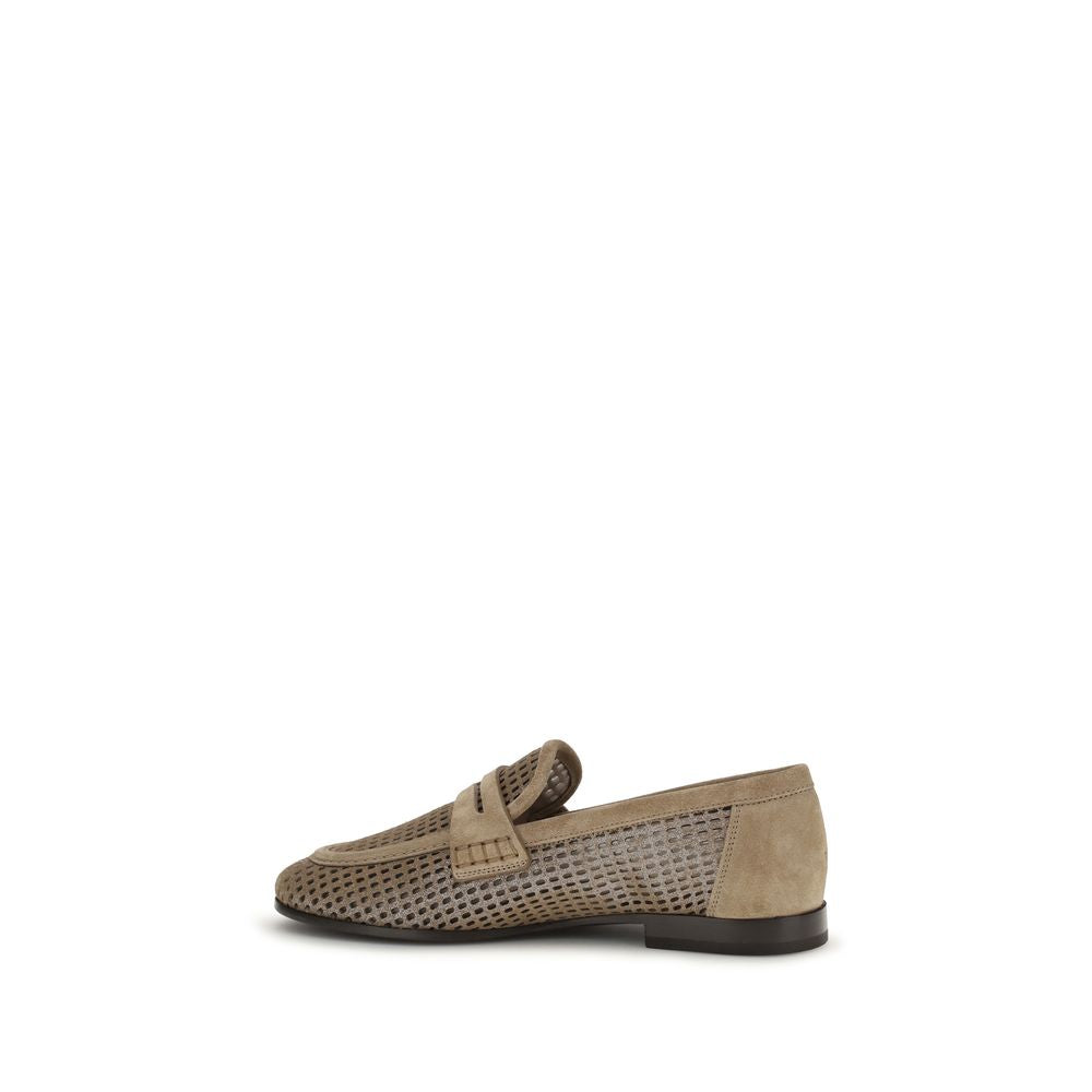 Beige Calf Leather Bos Taurus Slip-On Loafers - Élégance Sélective