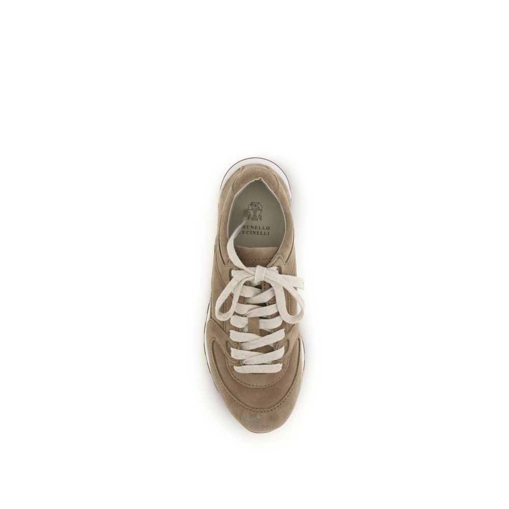 Beige Calf Leather Bos Taurus Low Top Sneakers - Élégance Sélective