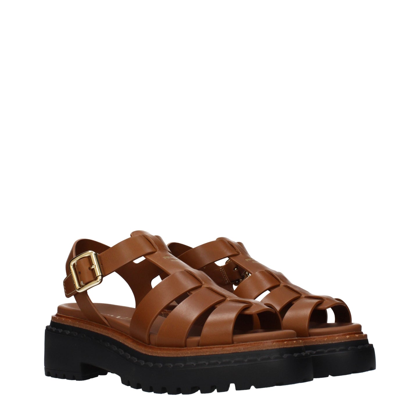 Brown Leather Platform Sandals - Élégance Sélective
