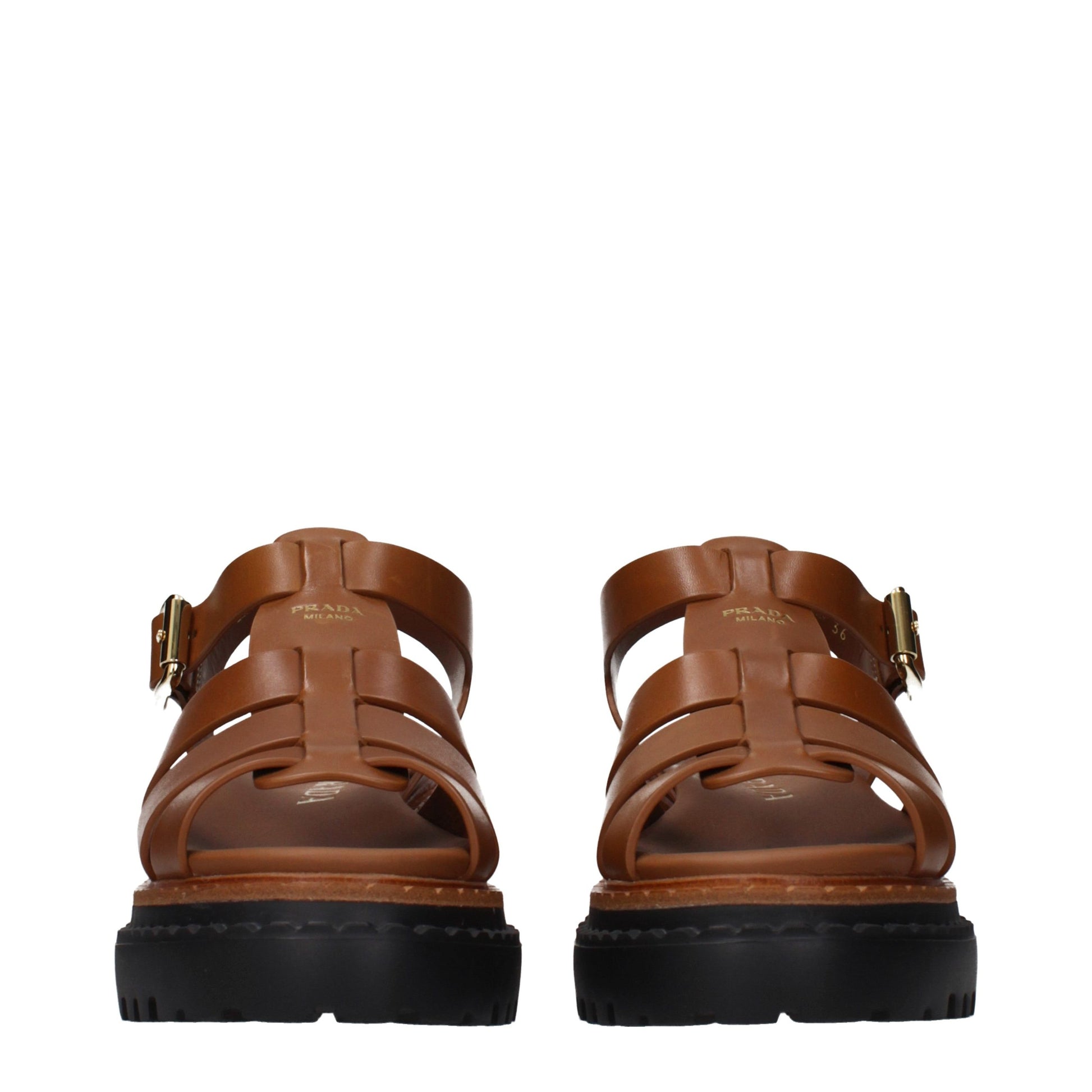 Brown Leather Platform Sandals - Élégance Sélective