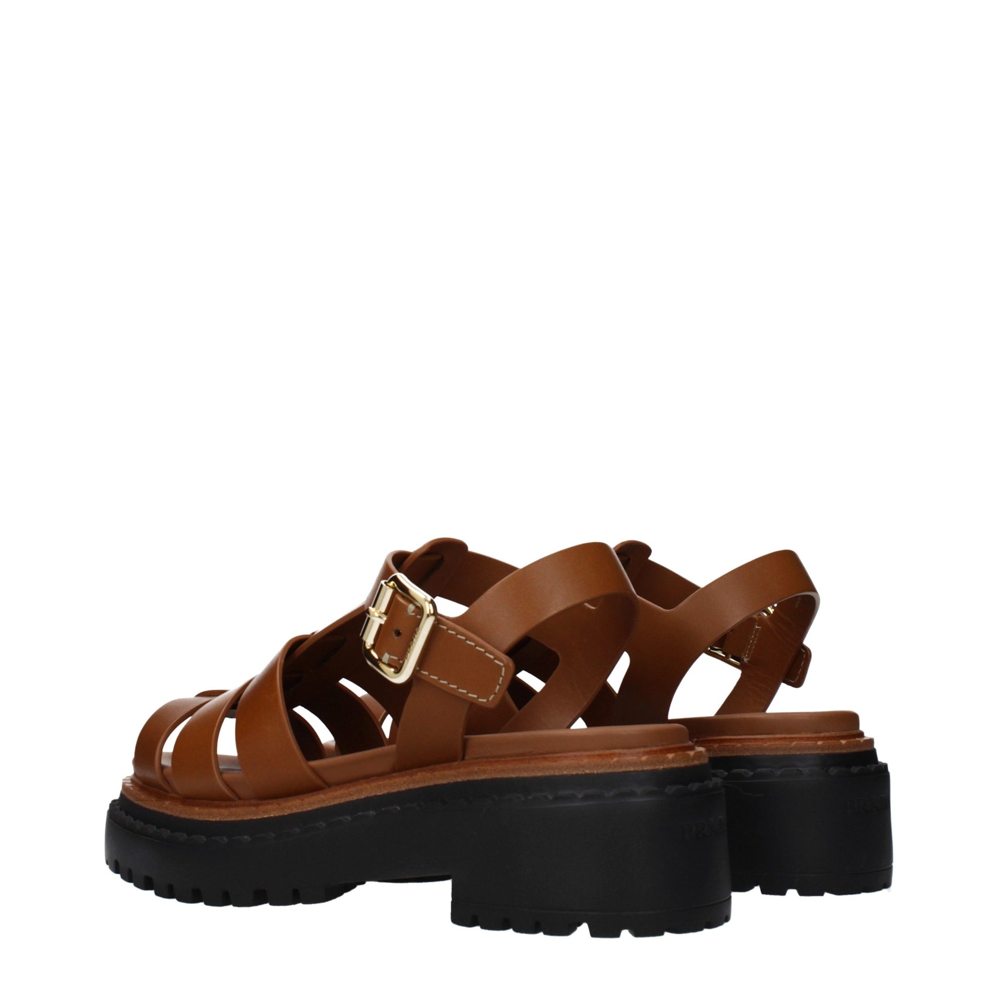 Brown Leather Platform Sandals - Élégance Sélective