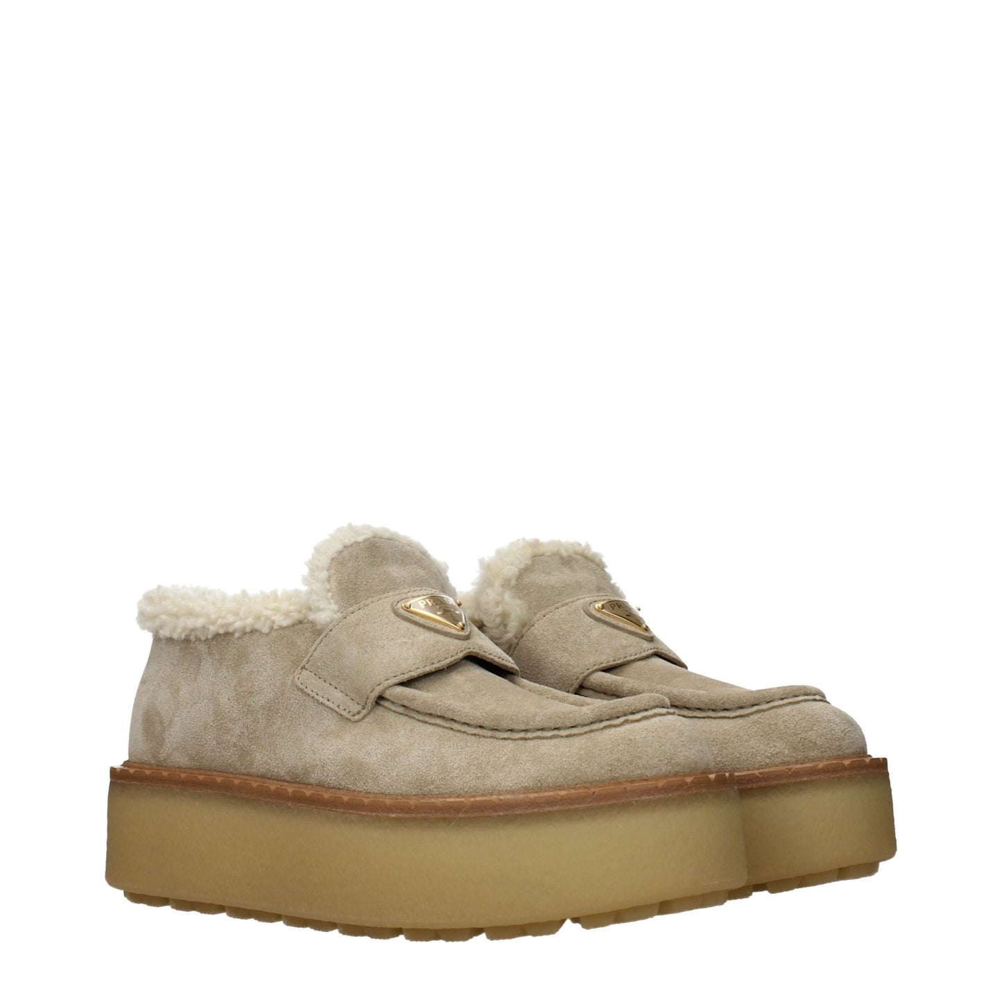 Beige Leather Platform Loafers - Élégance Sélective