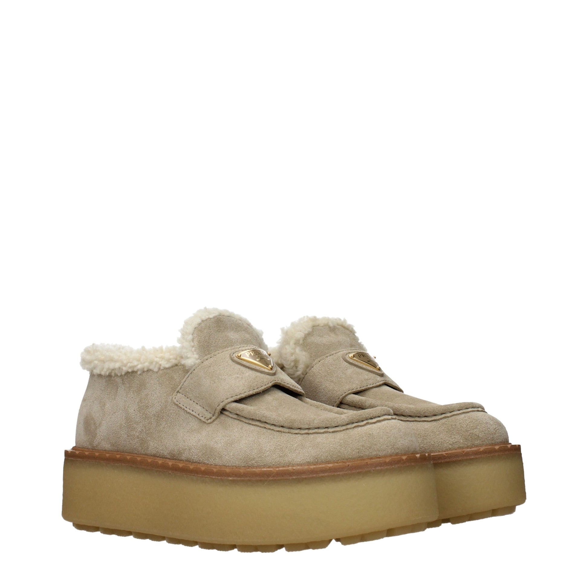 Beige Leather Platform Loafers - Élégance Sélective