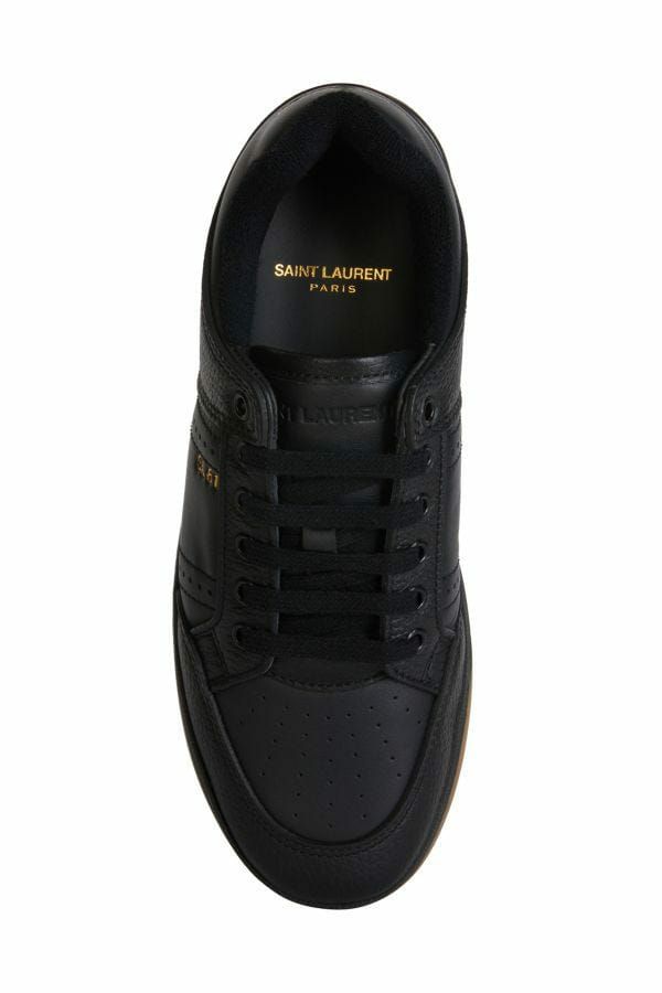 Saint Laurent Elegant Black Low-Top Leather Sneakers - Élégance Sélective
