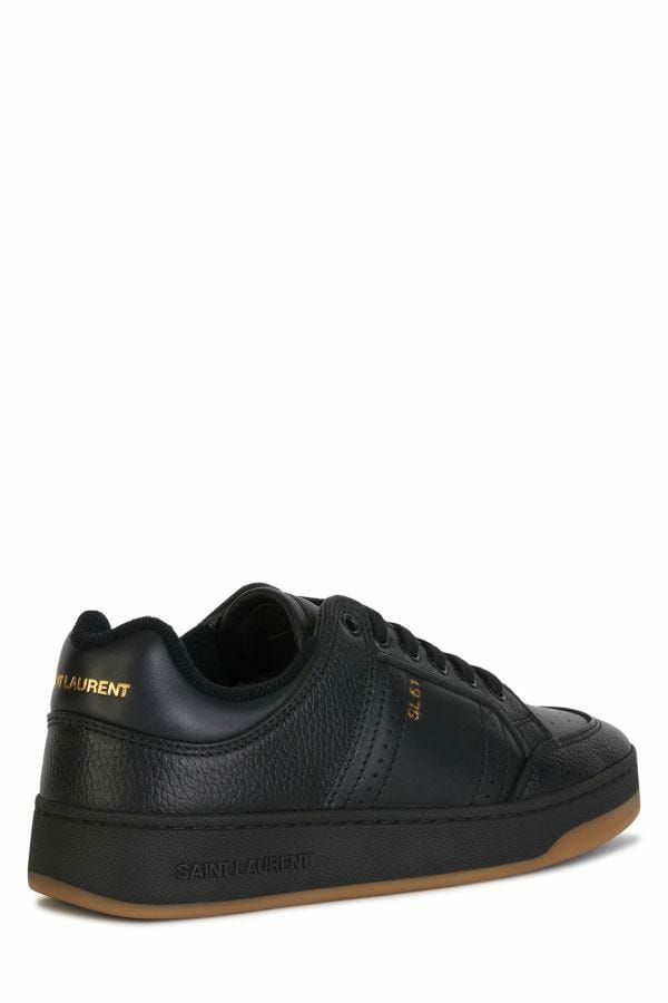 Saint Laurent Elegant Black Low-Top Leather Sneakers - Élégance Sélective