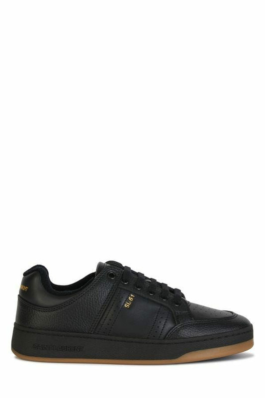 Saint Laurent Elegant Black Low-Top Leather Sneakers - Élégance Sélective