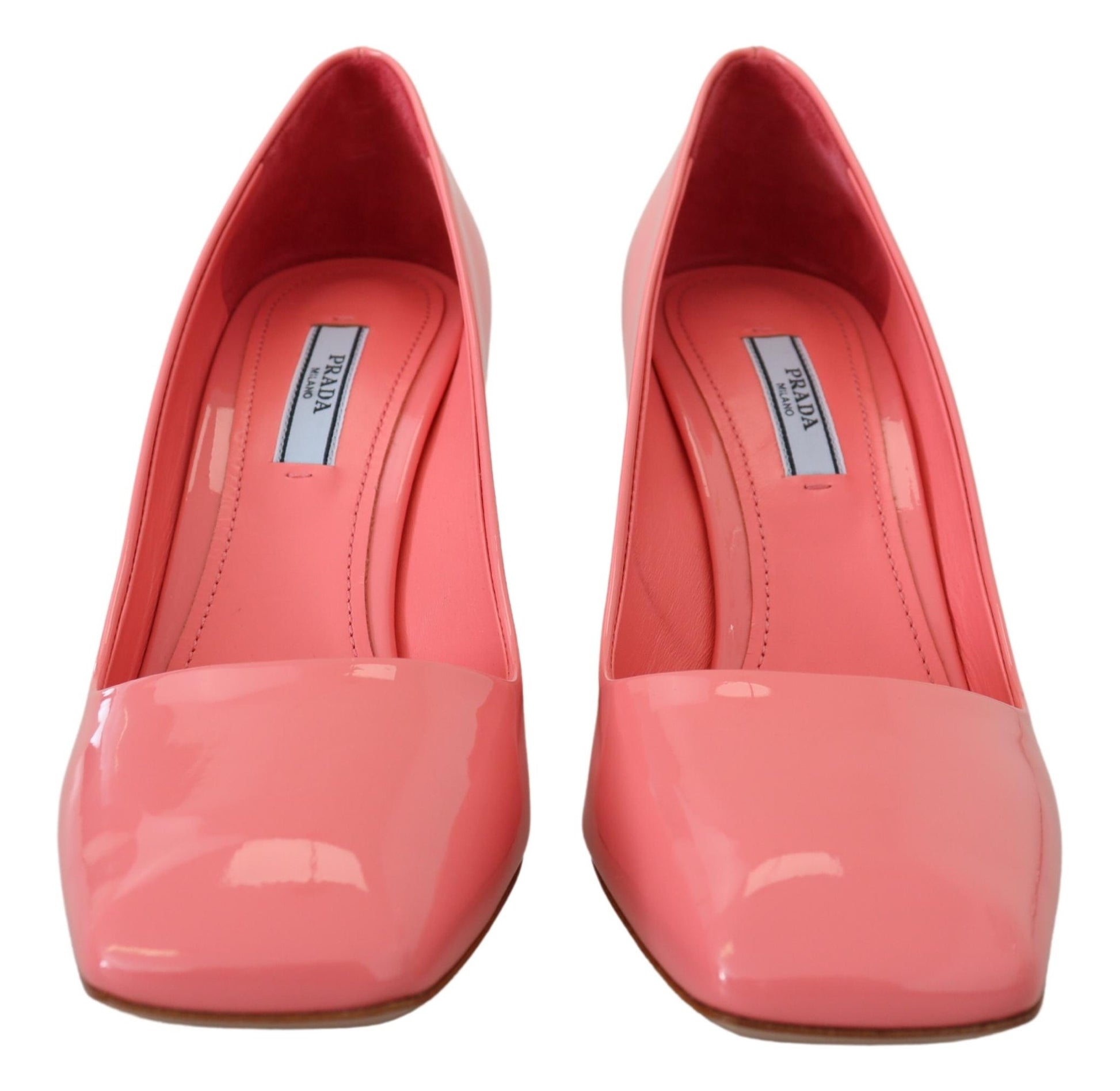 Prada Pink Patent Leather Block Heels Pumps Classic - Élégance Sélective