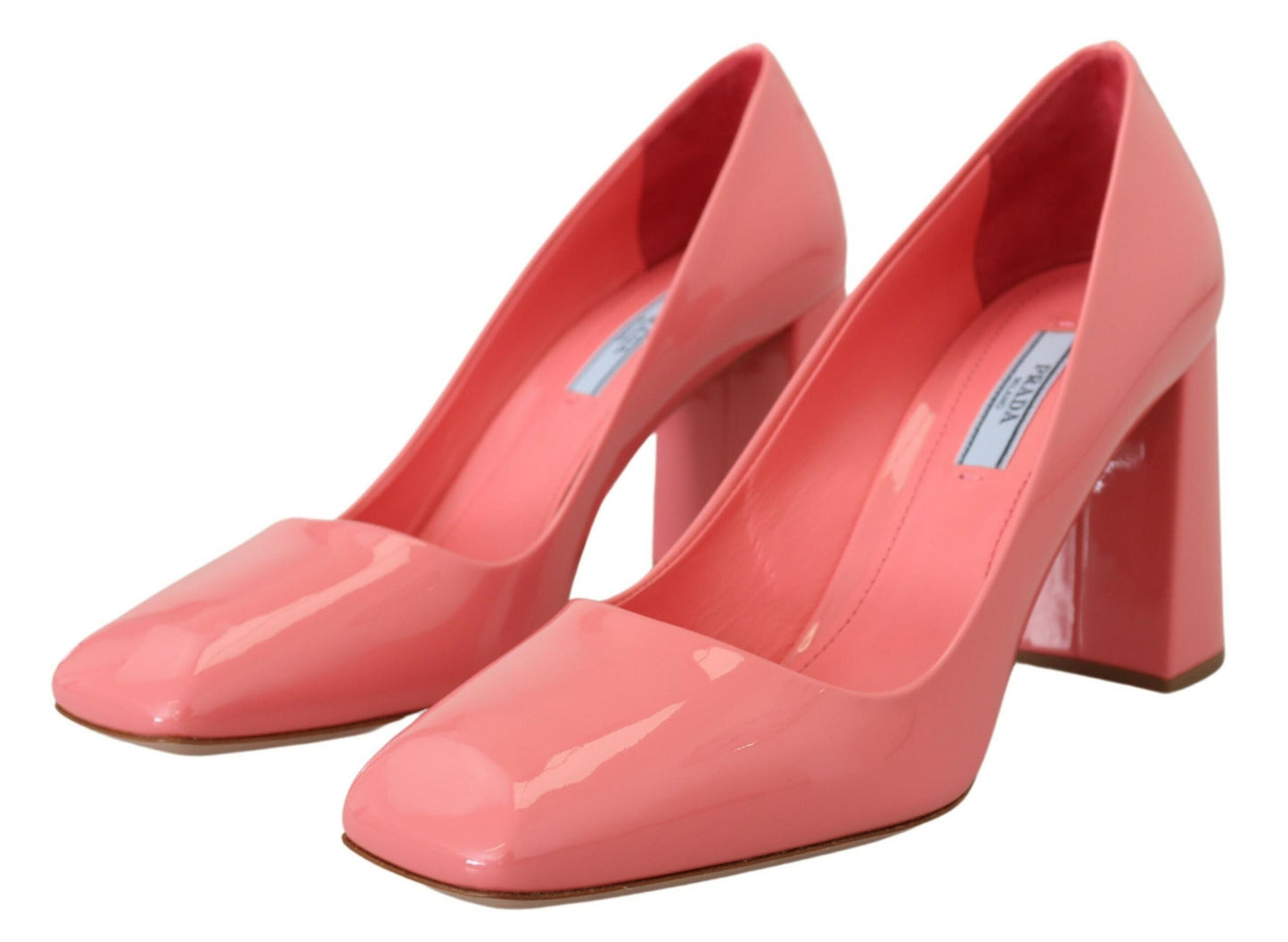 Prada Pink Patent Leather Block Heels Pumps Classic - Élégance Sélective