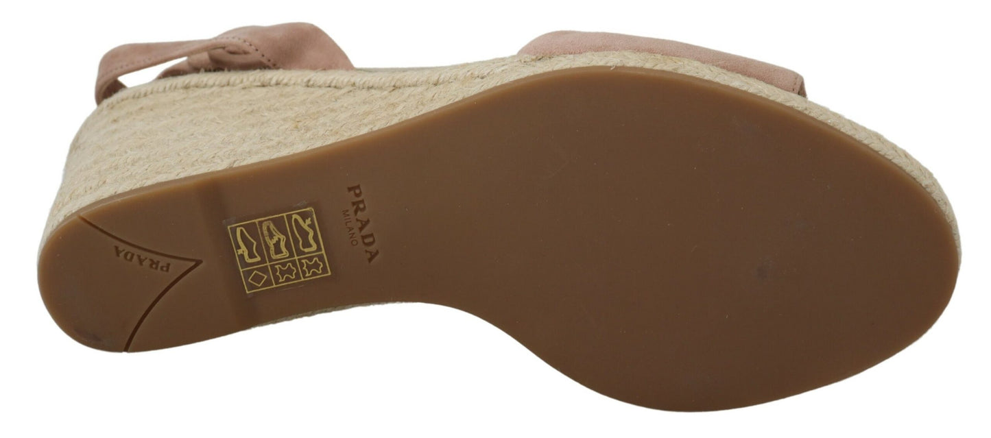 Prada Pink Suede Leather Ankle Strap Sandals - Élégance Sélective