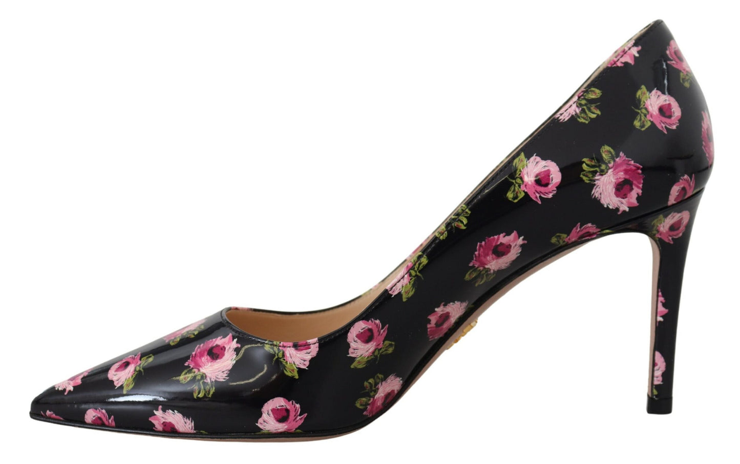 Prada Black Leather Floral Heels Stilettos Pumps - Élégance Sélective