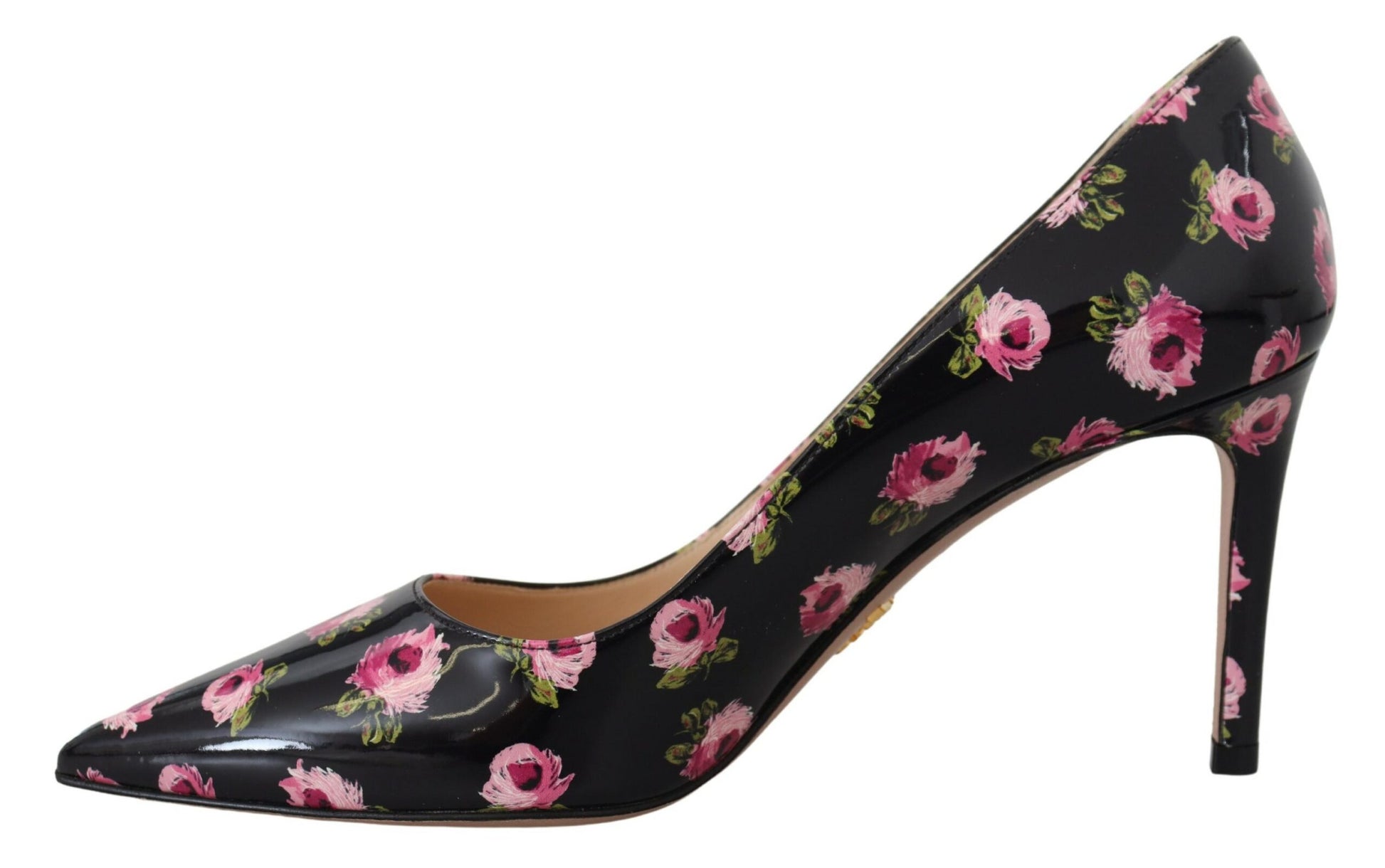 Prada Black Leather Floral Heels Stilettos Pumps - Élégance Sélective