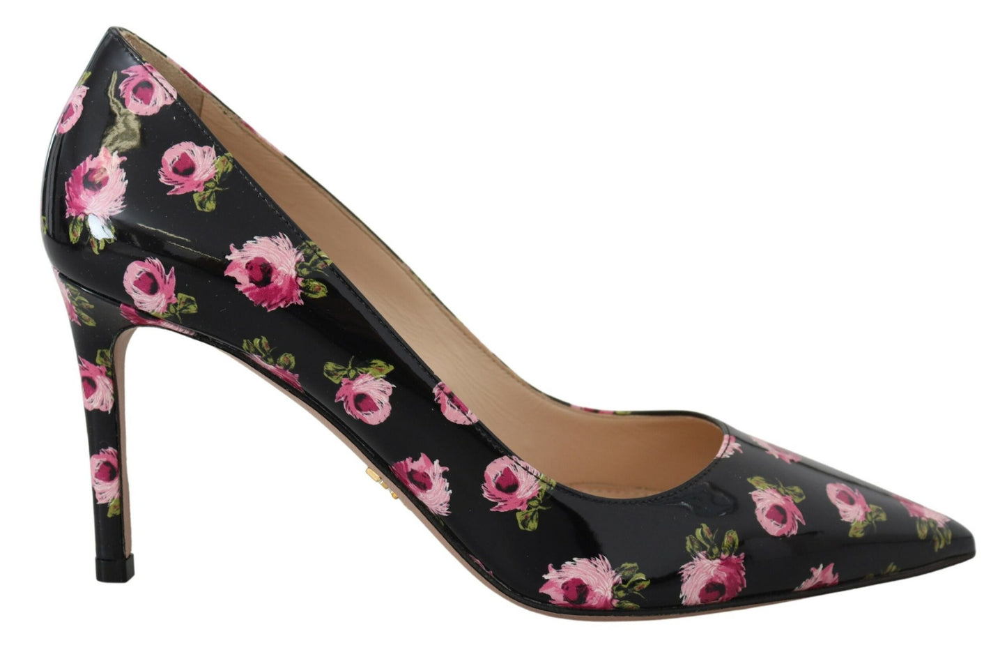 Prada Black Leather Floral Heels Stilettos Pumps - Élégance Sélective