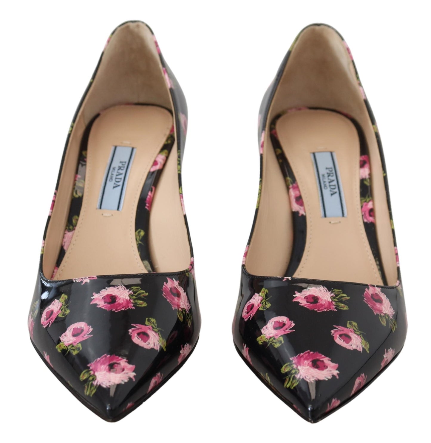 Prada Black Leather Floral Heels Stilettos Pumps - Élégance Sélective