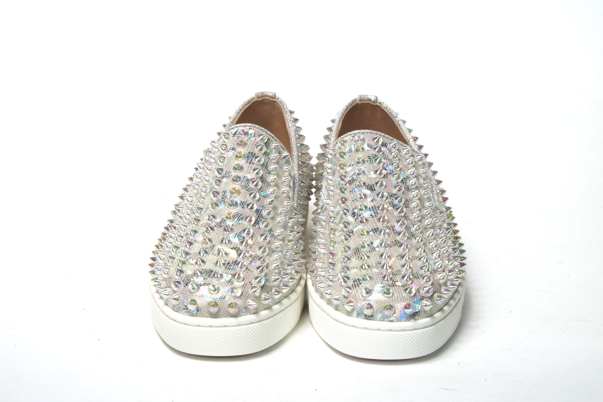 Christian Louboutin White Ab/Clear Ab Roller Boat Woman Flat Sneaker - Élégance Sélective