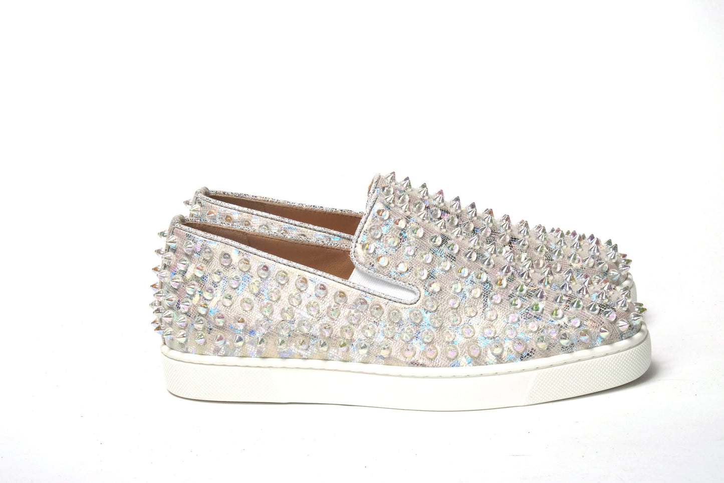 Christian Louboutin White Ab/Clear Ab Roller Boat Woman Flat Sneaker - Élégance Sélective