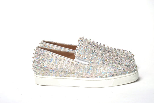 Christian Louboutin White Ab/Clear Ab Roller Boat Woman Flat Sneaker - Élégance Sélective