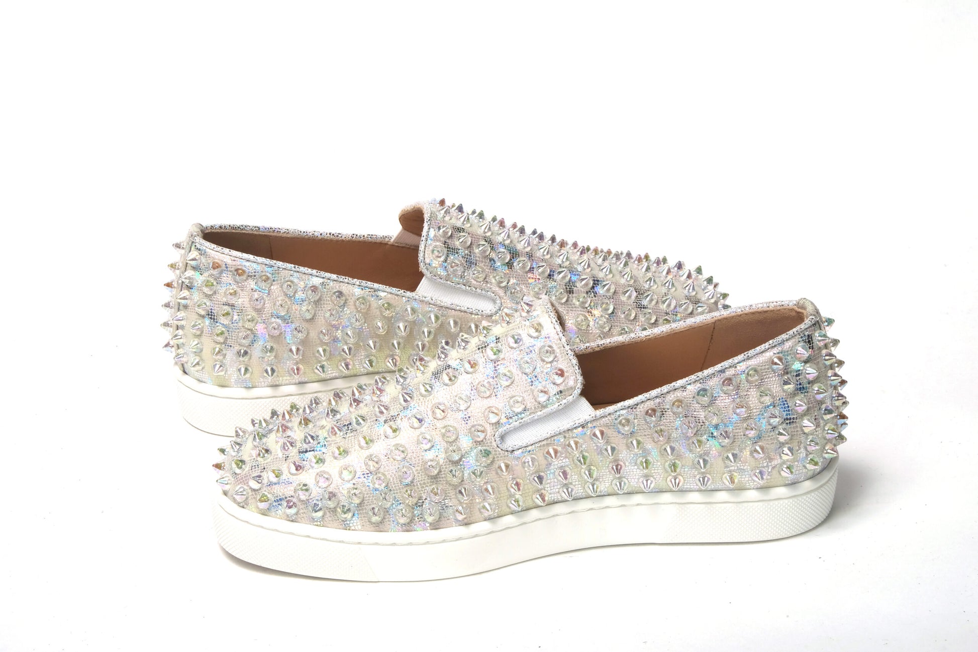 Christian Louboutin White Ab/Clear Ab Roller Boat Woman Flat Sneaker - Élégance Sélective