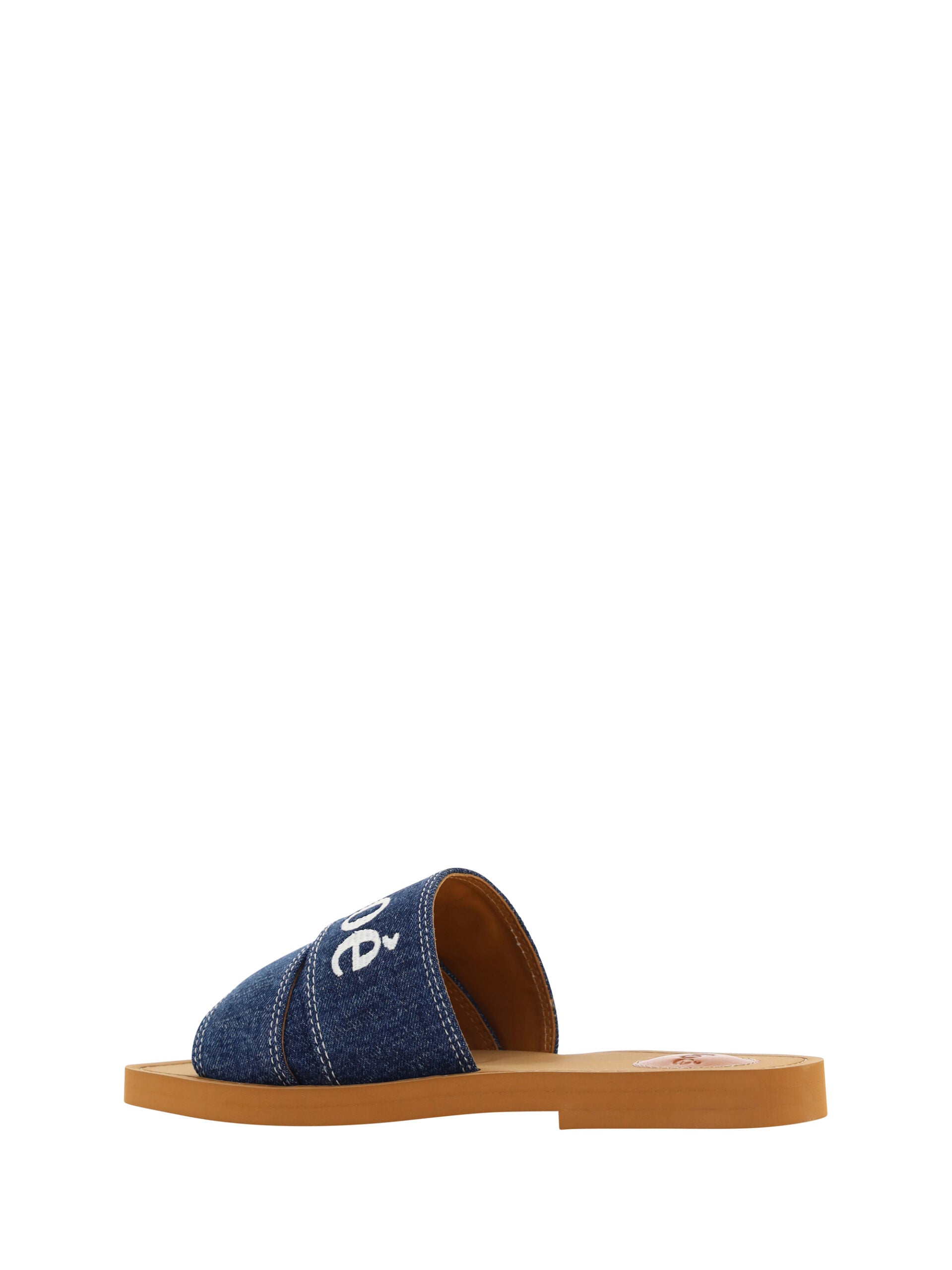 Chloé Sumptuous Cotton Woody Slide Sandals in Denim Blue - Élégance Sélective