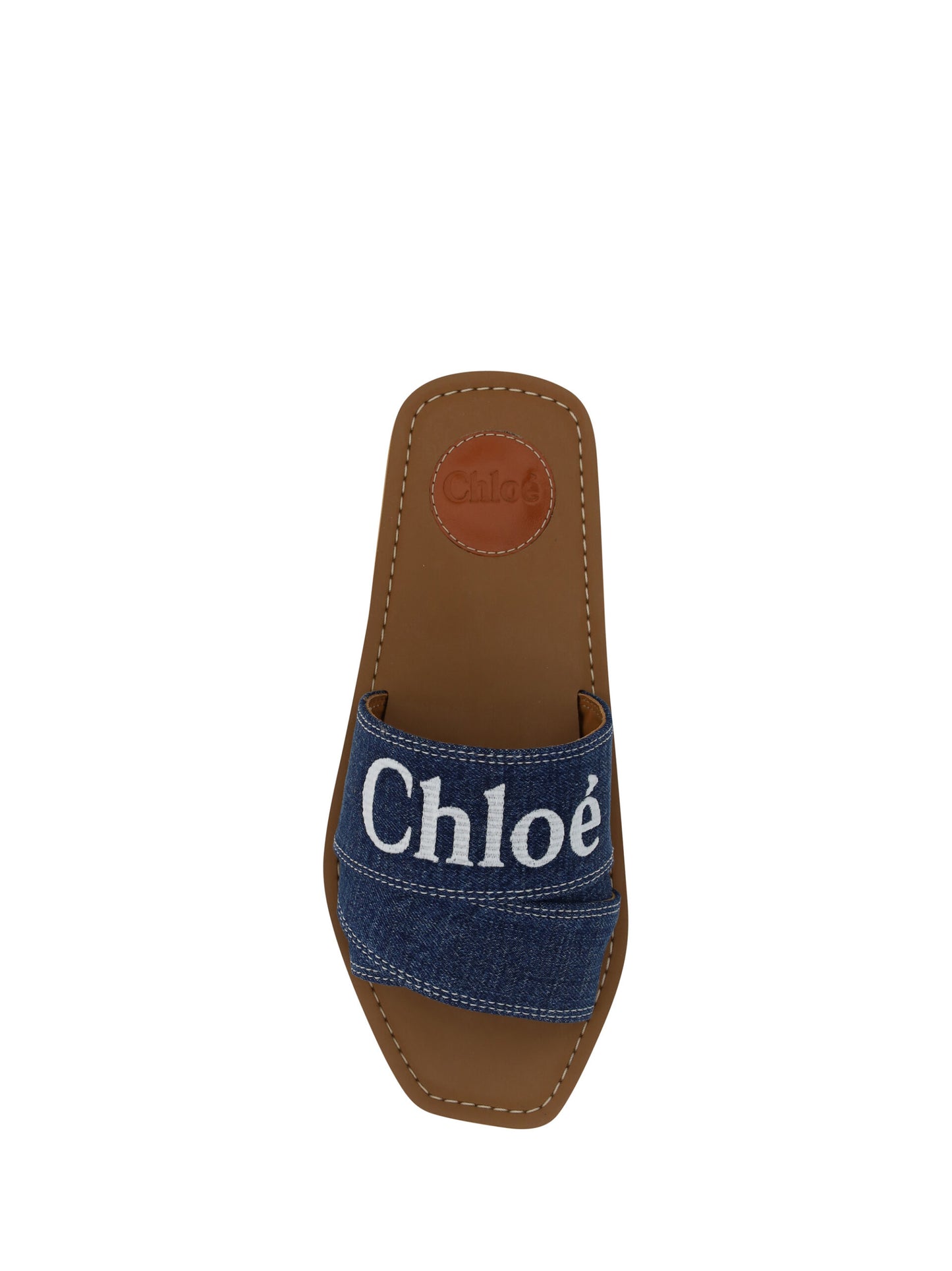 Chloé Sumptuous Cotton Woody Slide Sandals in Denim Blue - Élégance Sélective