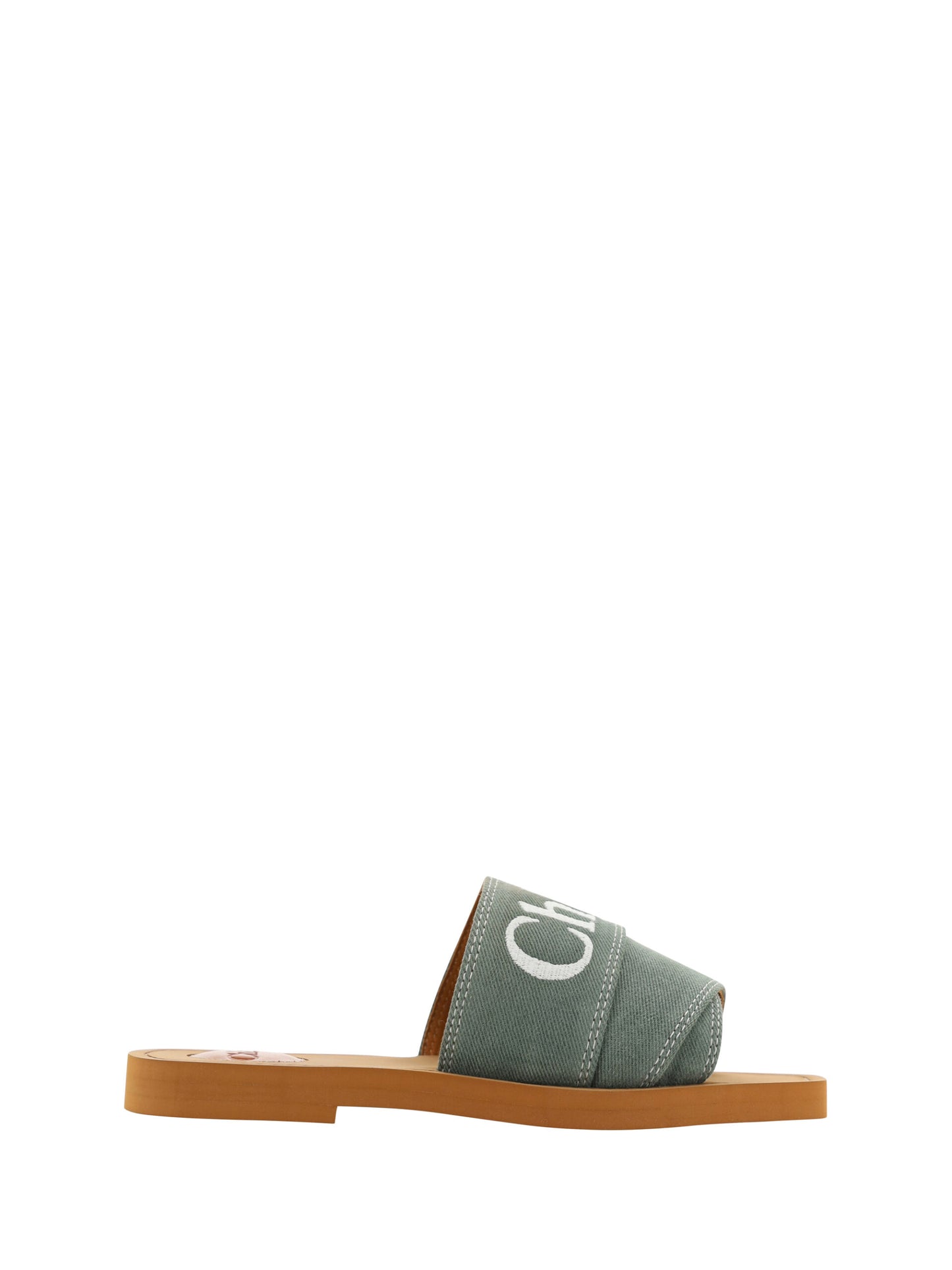 Chloé Elegant Forest Green Cotton Slides - Élégance Sélective