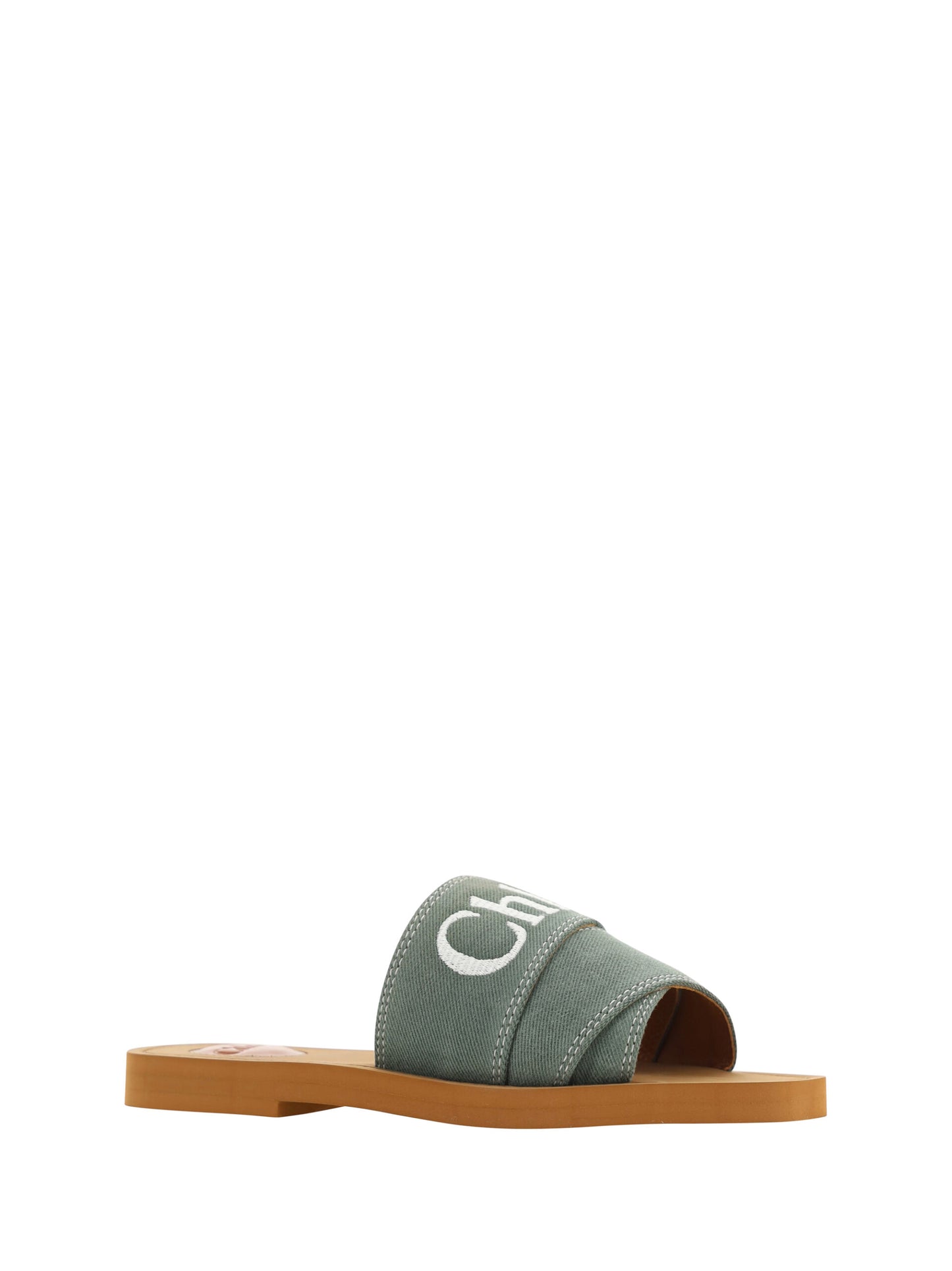 Chloé Elegant Forest Green Cotton Slides - Élégance Sélective