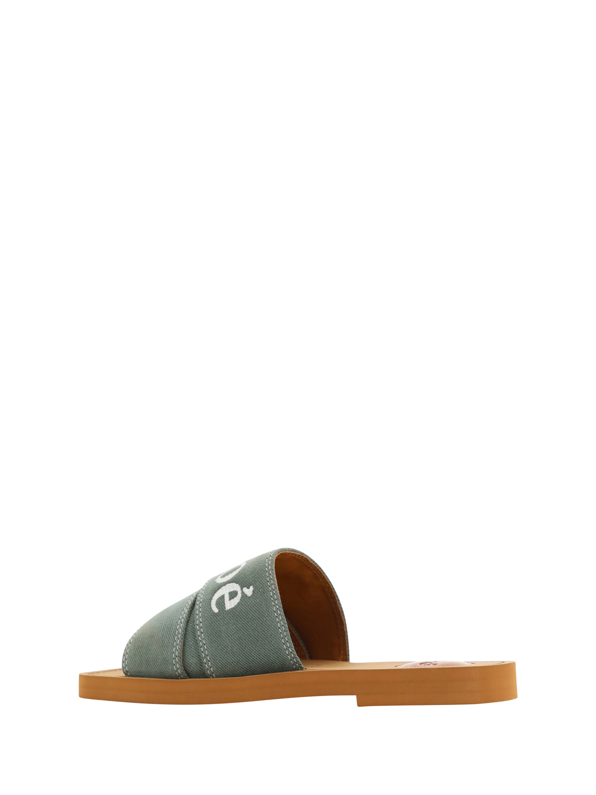 Chloé Elegant Forest Green Cotton Slides - Élégance Sélective