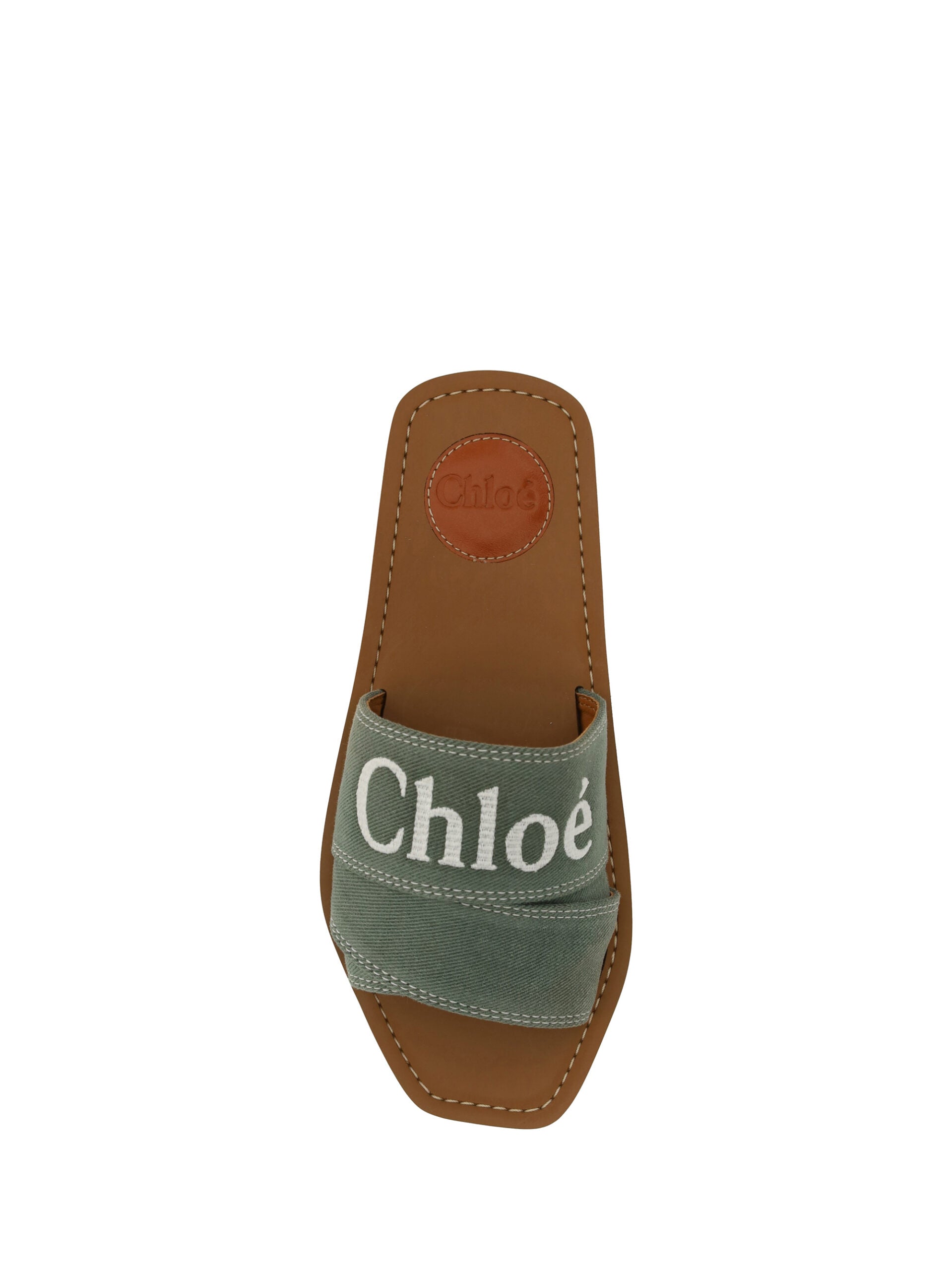 Chloé Elegant Forest Green Cotton Slides - Élégance Sélective