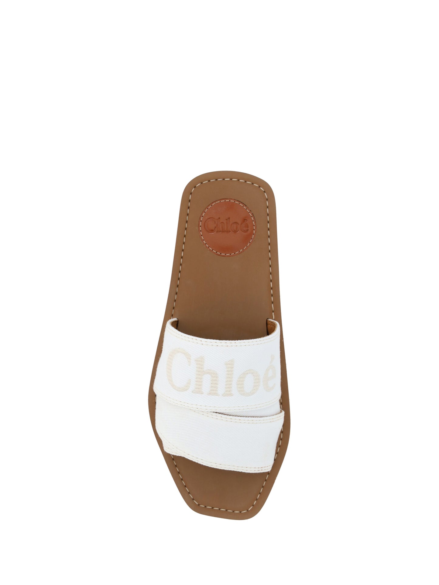 Chloé Elegant White Cotton Slide Sandals - Élégance Sélective