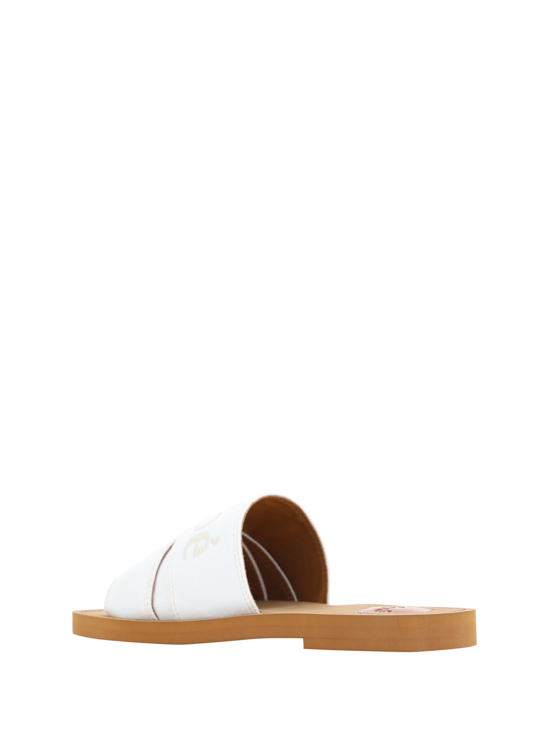 Chloé Elegant White Cotton Slide Sandals - Élégance Sélective