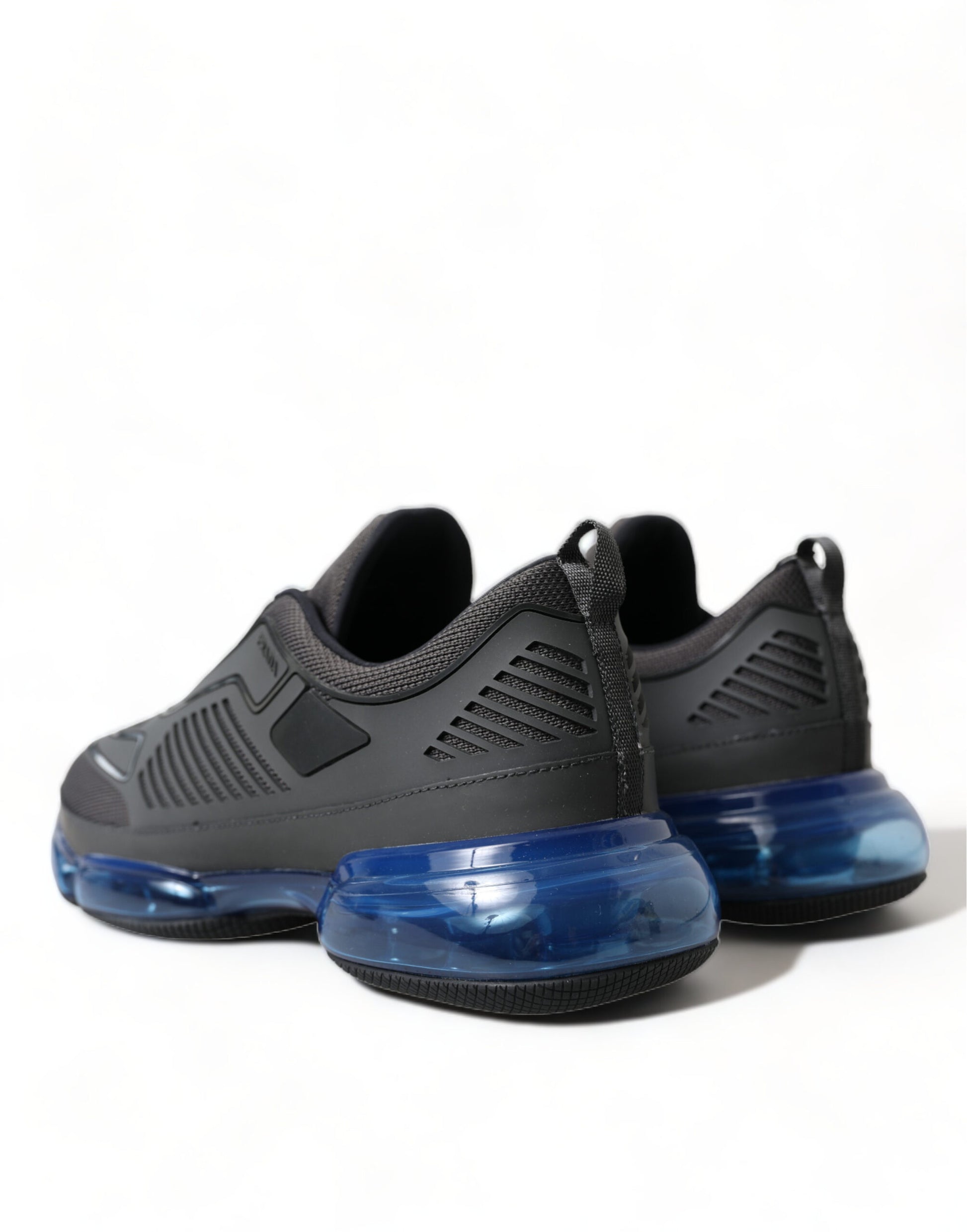 Prada Black Blue Rubber Knit Slip On Low Top Sneakers Shoes - Élégance Sélective