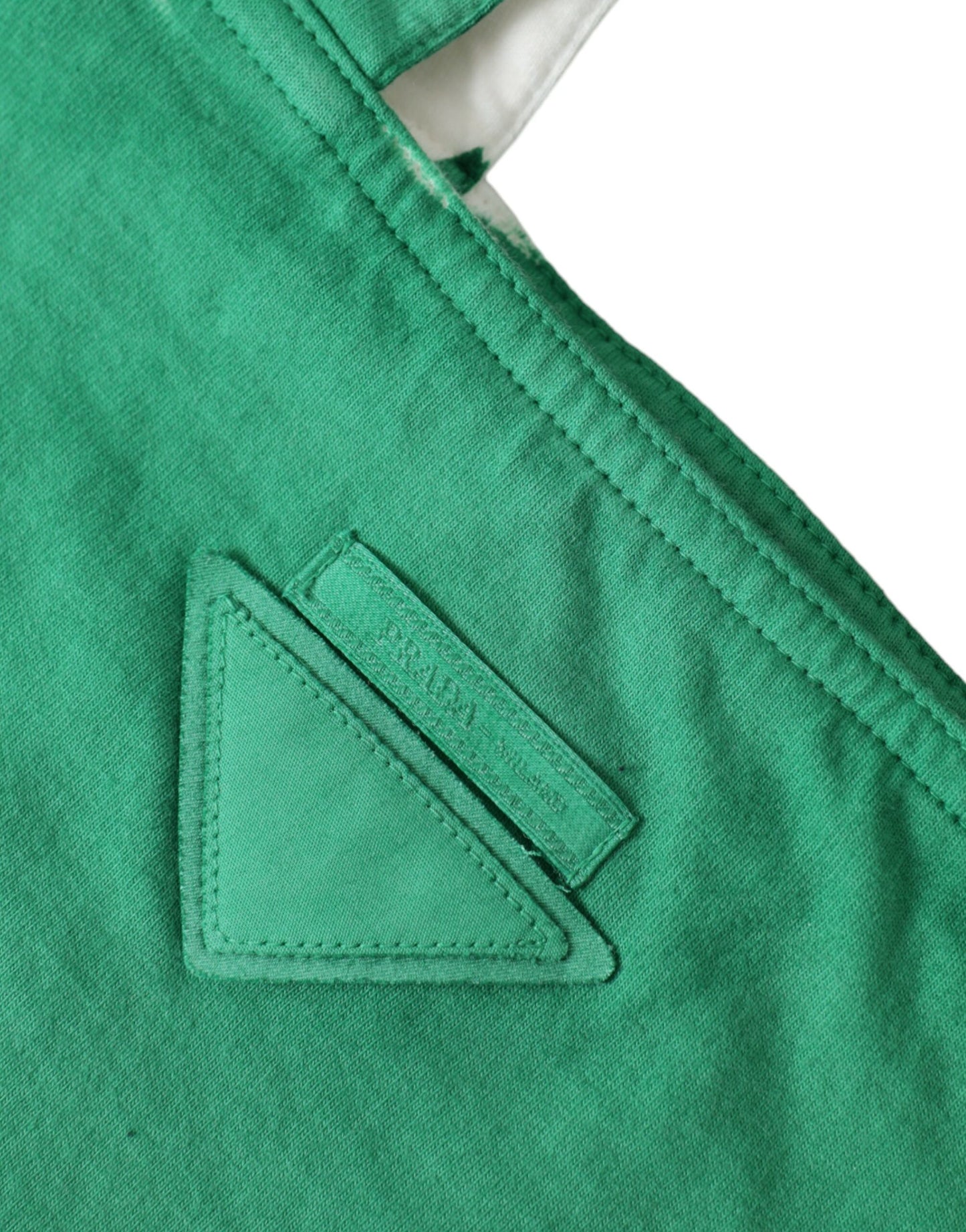 Prada Green Jersey Fabric Logo Shoulder Shopping Tote Shopping Bag - Élégance Sélective