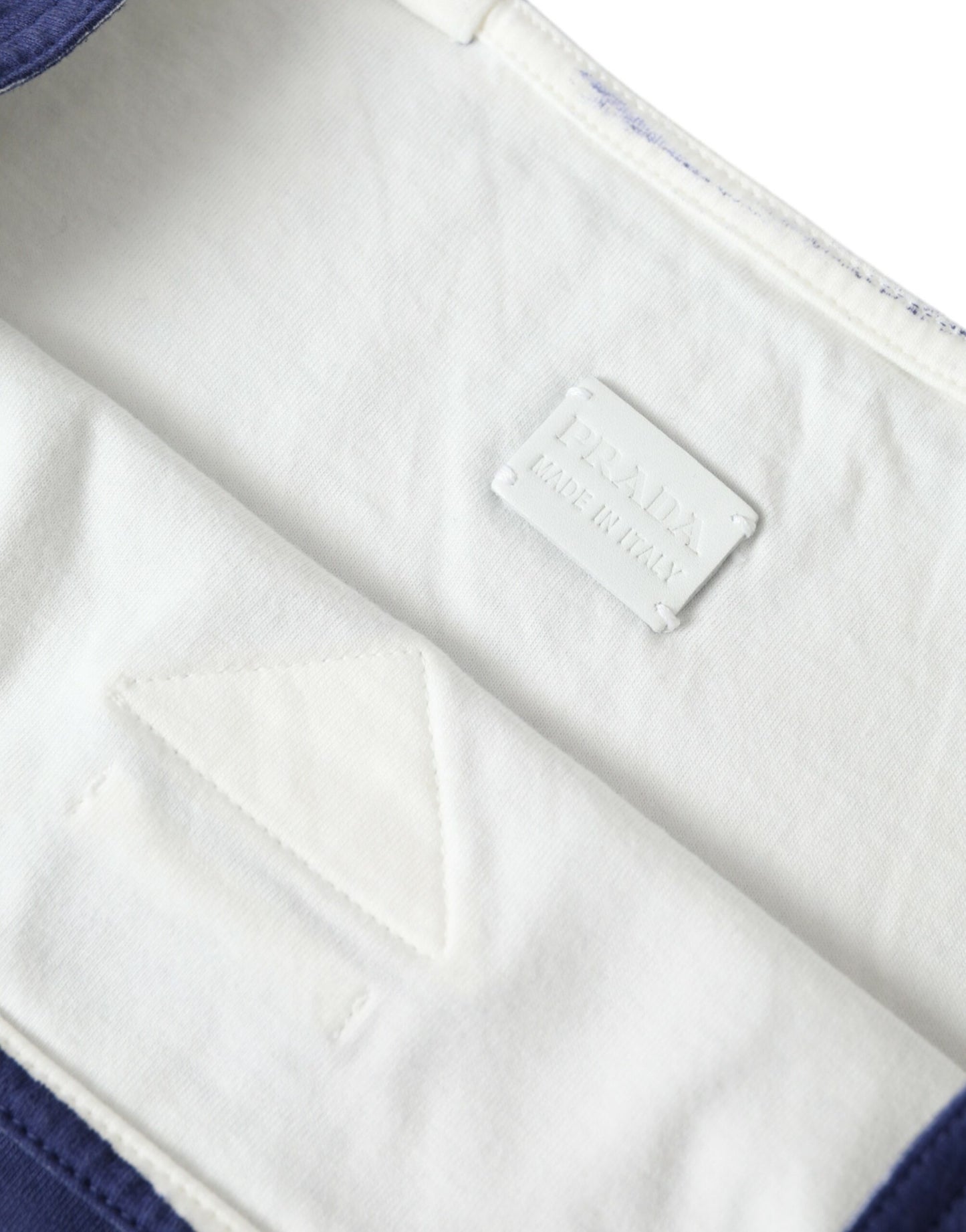 Prada Blue Jersey Fabric Logo Shoulder Shopping Tote Shopping Bag - Élégance Sélective