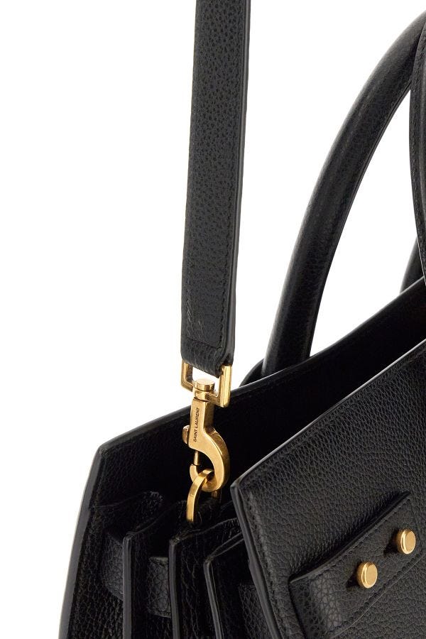 Saint Laurent Black Calf Leather Sac De Jour Handbag - Élégance Sélective