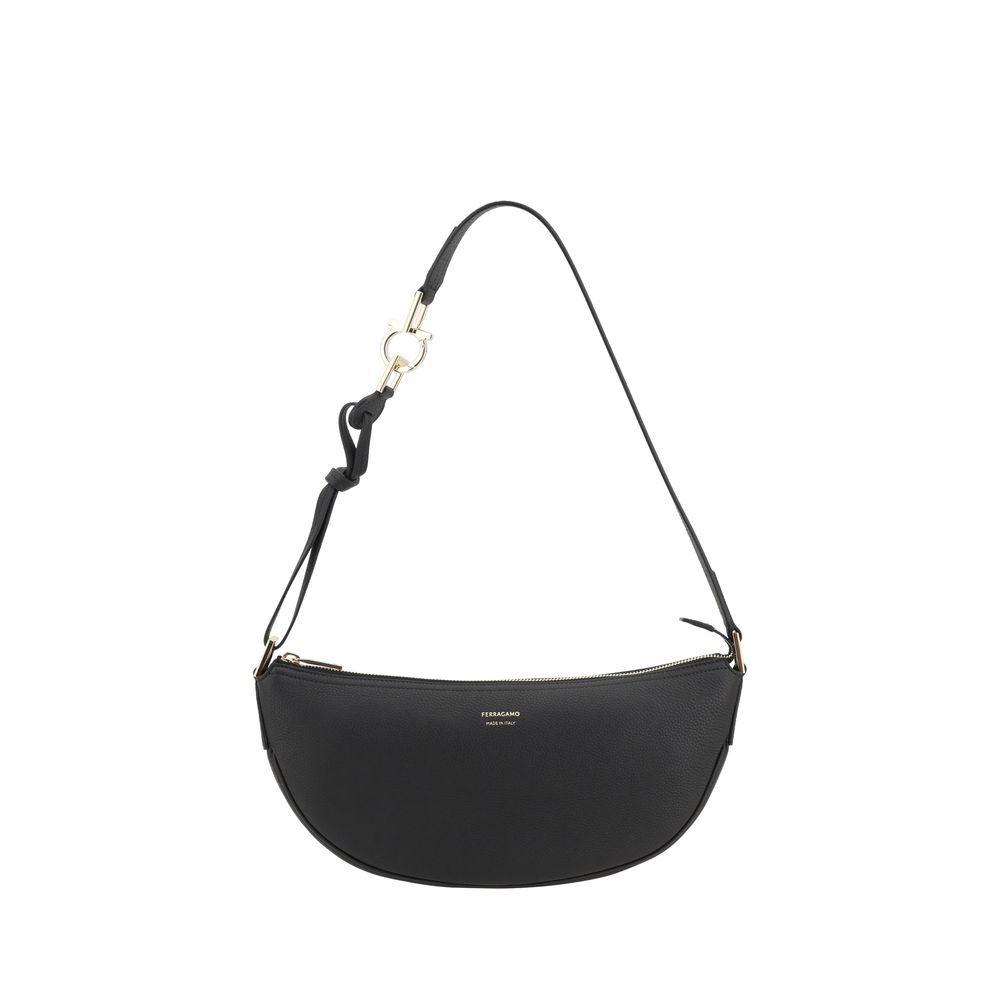 Black Calf Leather Bos Taurus Shoulder Bag - Élégance Sélective