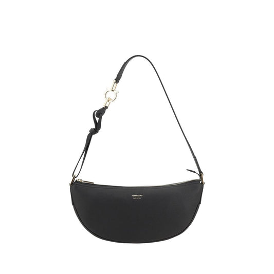 Black Calf Leather Bos Taurus Shoulder Bag - Élégance Sélective