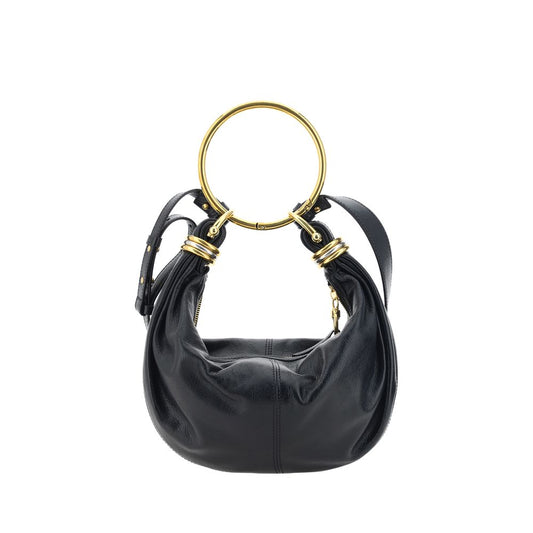 Black Calf Leather Bos Taurus Handbag - Élégance Sélective