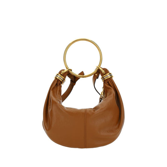 Brown Calf Leather Bos Taurus Handbag - Élégance Sélective