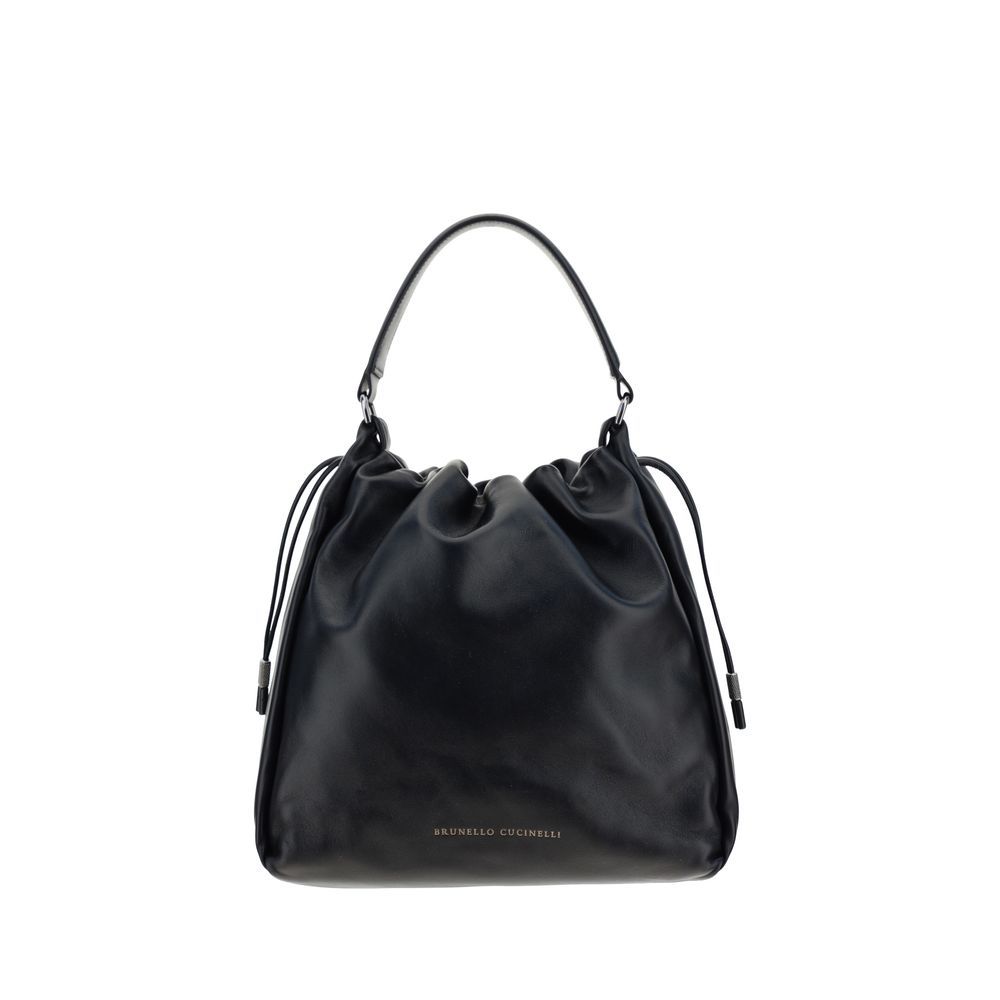 Black Calf Leather Bos Taurus Shoulder Bag - Élégance Sélective