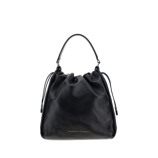 Black Calf Leather Bos Taurus Shoulder Bag - Élégance Sélective