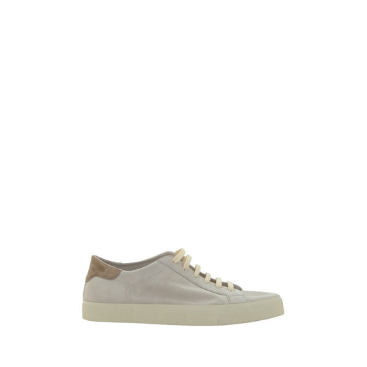 Brunello Cucinelli Cream White Leather Sneakers - Élégance Sélective
