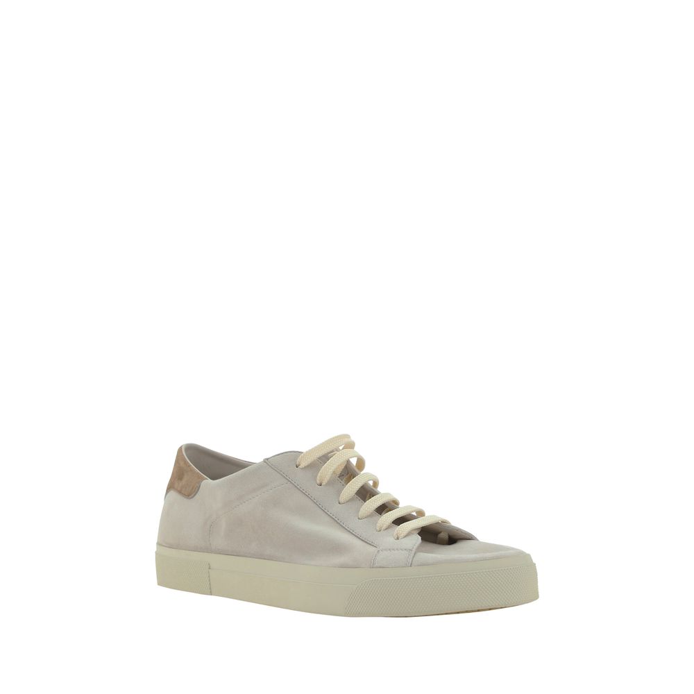 Brunello Cucinelli Cream White Leather Sneakers - Élégance Sélective
