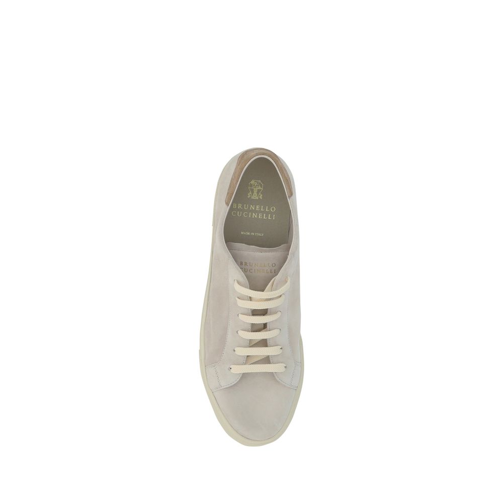 Brunello Cucinelli Cream White Leather Sneakers - Élégance Sélective