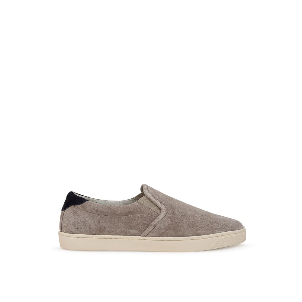 Brunello Cucinelli Gray Leather Sneaker - Élégance Sélective