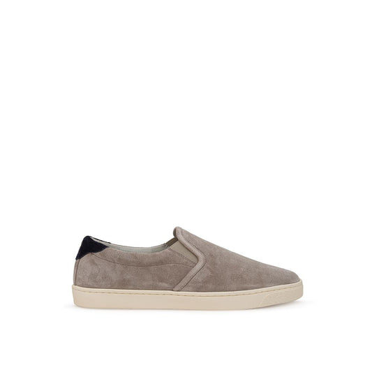 Brunello Cucinelli Gray Leather Sneaker - Élégance Sélective