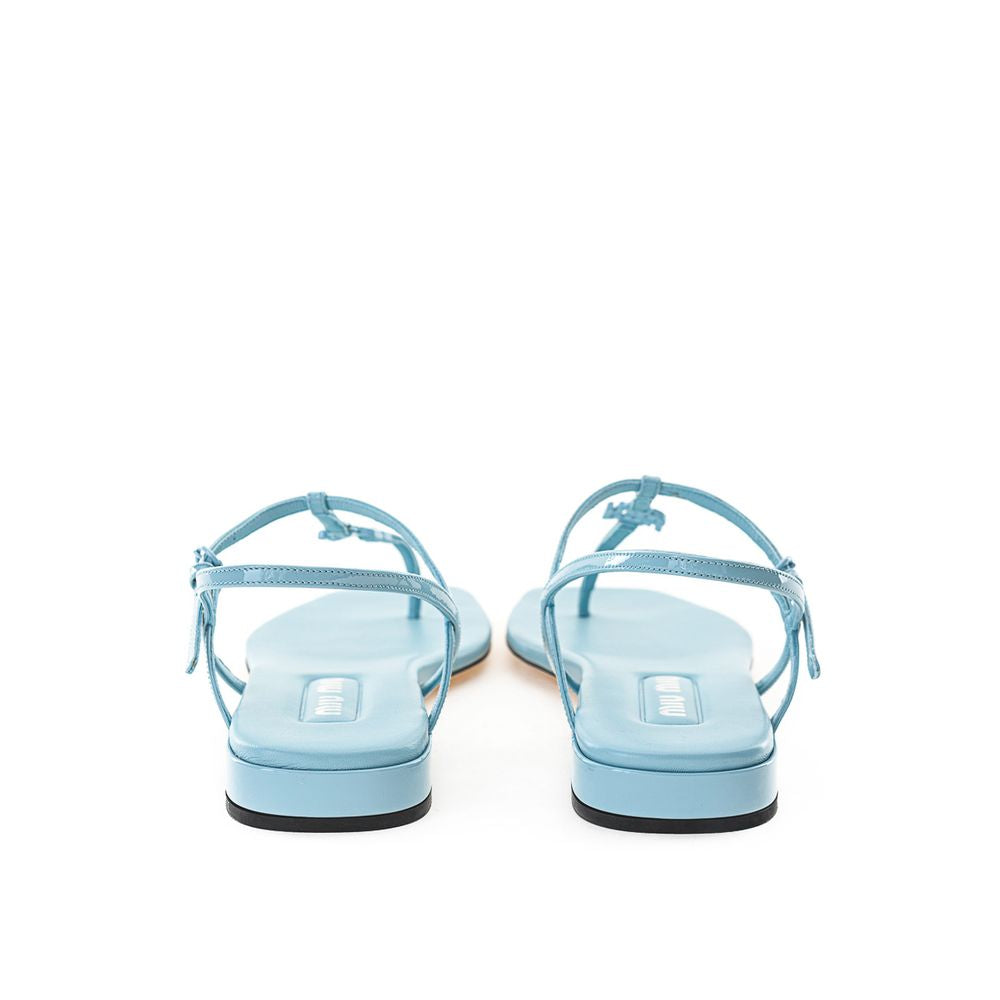 Miu Miu Blue Patent Leather Flip-Flop Sandal - Élégance Sélective