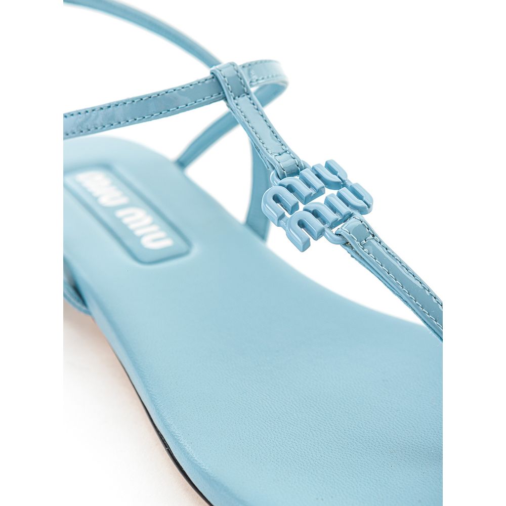 Miu Miu Blue Patent Leather Flip-Flop Sandal - Élégance Sélective