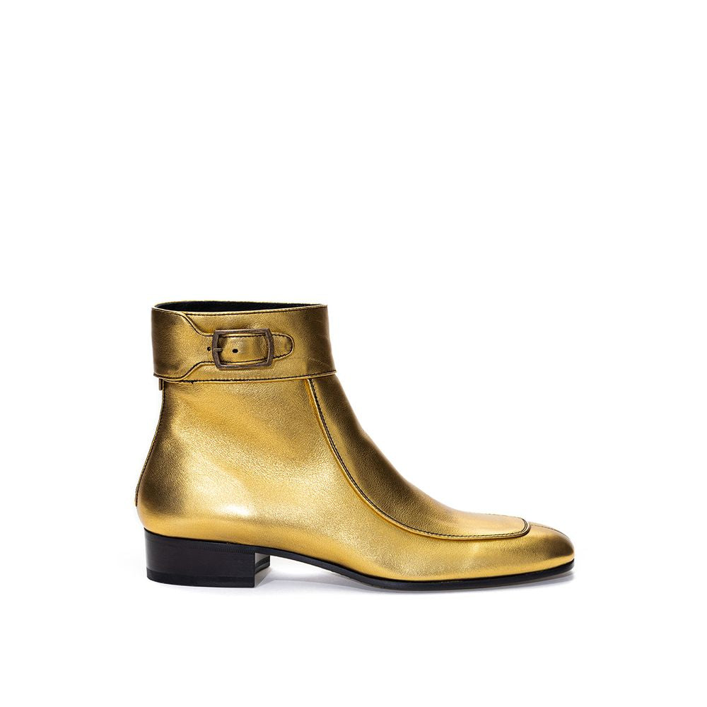 Saint Laurent Gold Leather Boot - Élégance Sélective