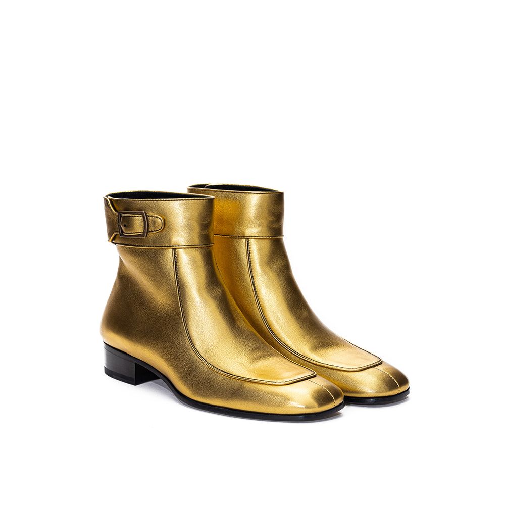 Saint Laurent Gold Leather Boot - Élégance Sélective